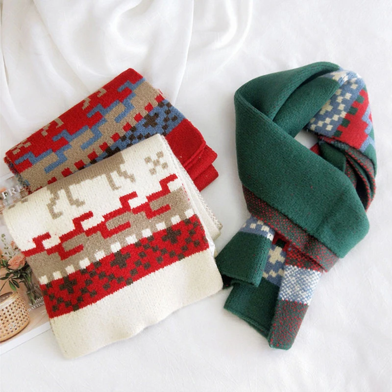 

Fasion 2021 Christmas Lovers Scarves Winter Warm Scarves Women Men Knitted Scarf Lovers Matching Shawl Wrap