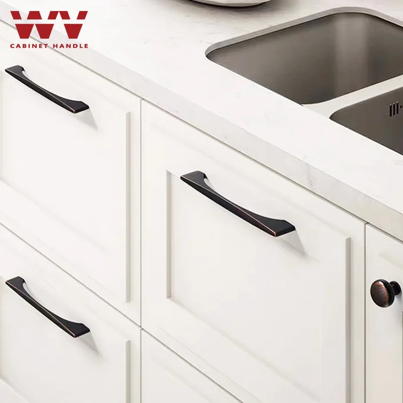 Ручки для кухонных шкафов WV 128 мм черные бронзовые из цинкового сплава дверей