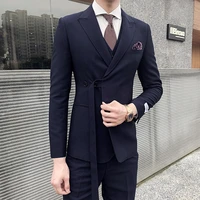 jacketvestpants 2021 men high quality business suitsmale slim fit grooms wedding dressman 3 pcs pure cotton blazers s 3xl