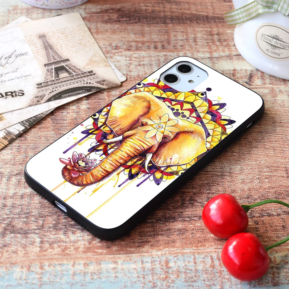 

For iPhone Elephant Mandala Soft TPU Border Apple iPhone Case