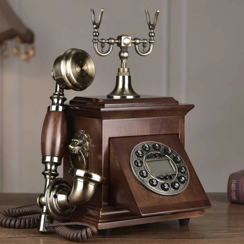 retro fixed telephone wired family solid wood old man button hotel office metal call antique fixed telephone with cord cn ce free global shipping