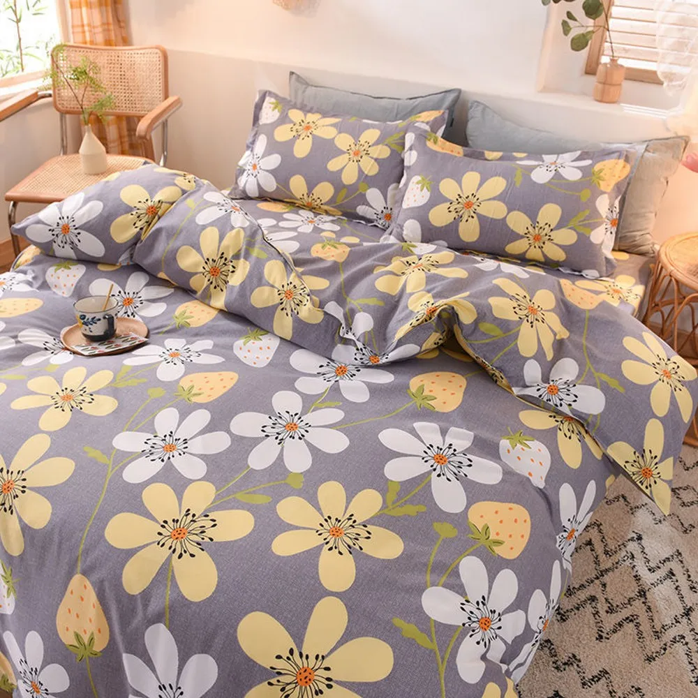 

Bed Linen Set with Duvet Cover Flat Sheet Pillowcse Single Full Queen Size Bedding Set Adult Kids Fashion Floral Home Textile