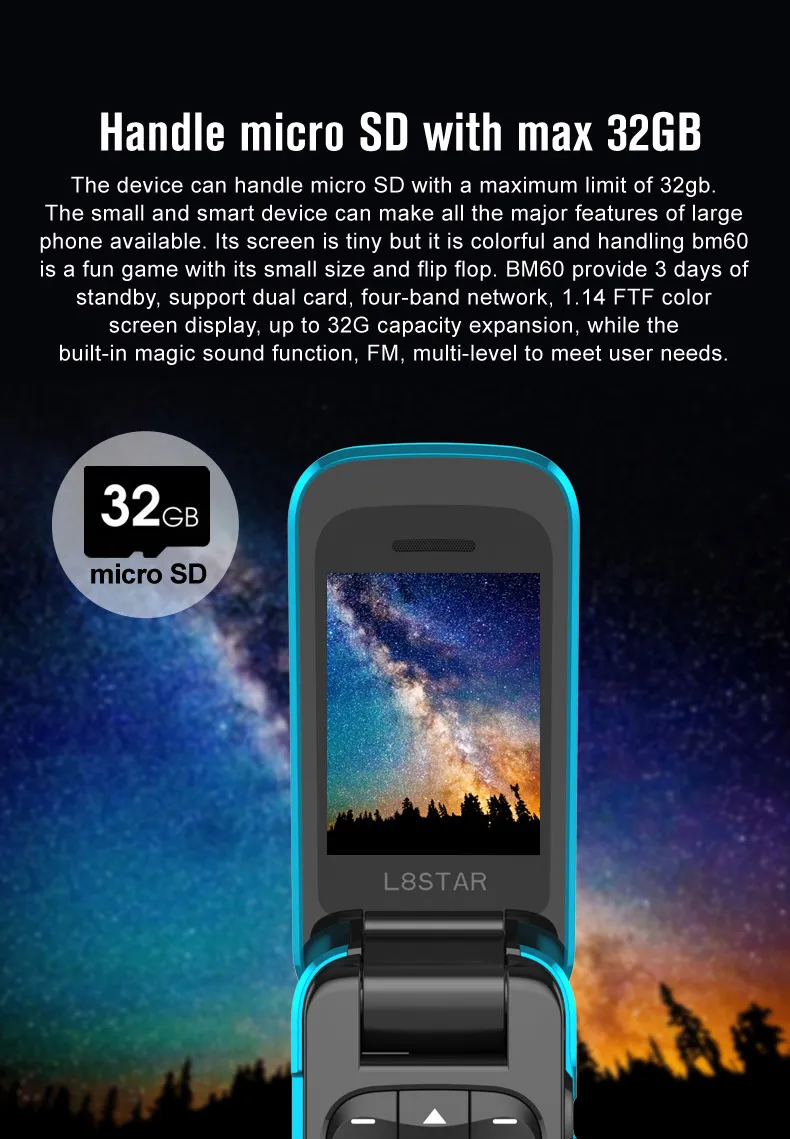 Новейший L8star BM60 мини флип музыкальный телефон Bluetooth циферблат мобильный телефон FM радио волшебный голосовой смены 3,5 разъем для наушников Mp3 музыка
