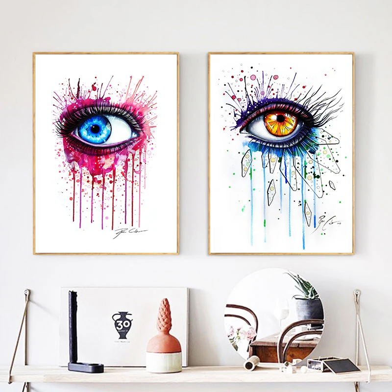 Abstract Watercolor Eyes Canvas Painting Wall Art Poster and Prints Modern Pictures Cuadros for Living Room Decoration | Дом и сад