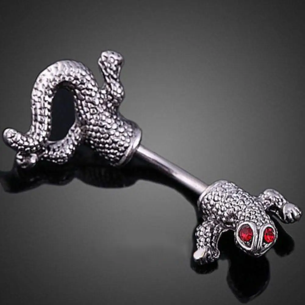 

80% Hot Sales!!! Women Punk Cool Lifeliked Red Eye Lizard Design Belly Button Navel Ring Jewelry