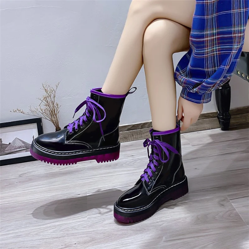 Зимние Повседневные женские Ботинки Martin на платформе со шнуровкой Цвет зеленый