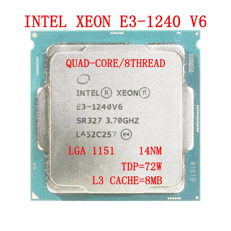 

Intel Xeon Processor E3-1240 v6 e3 1240v6 8M cache, 3.70 GHz, 14nm, TDP 72W Quad-Core LGA 1511 CPU