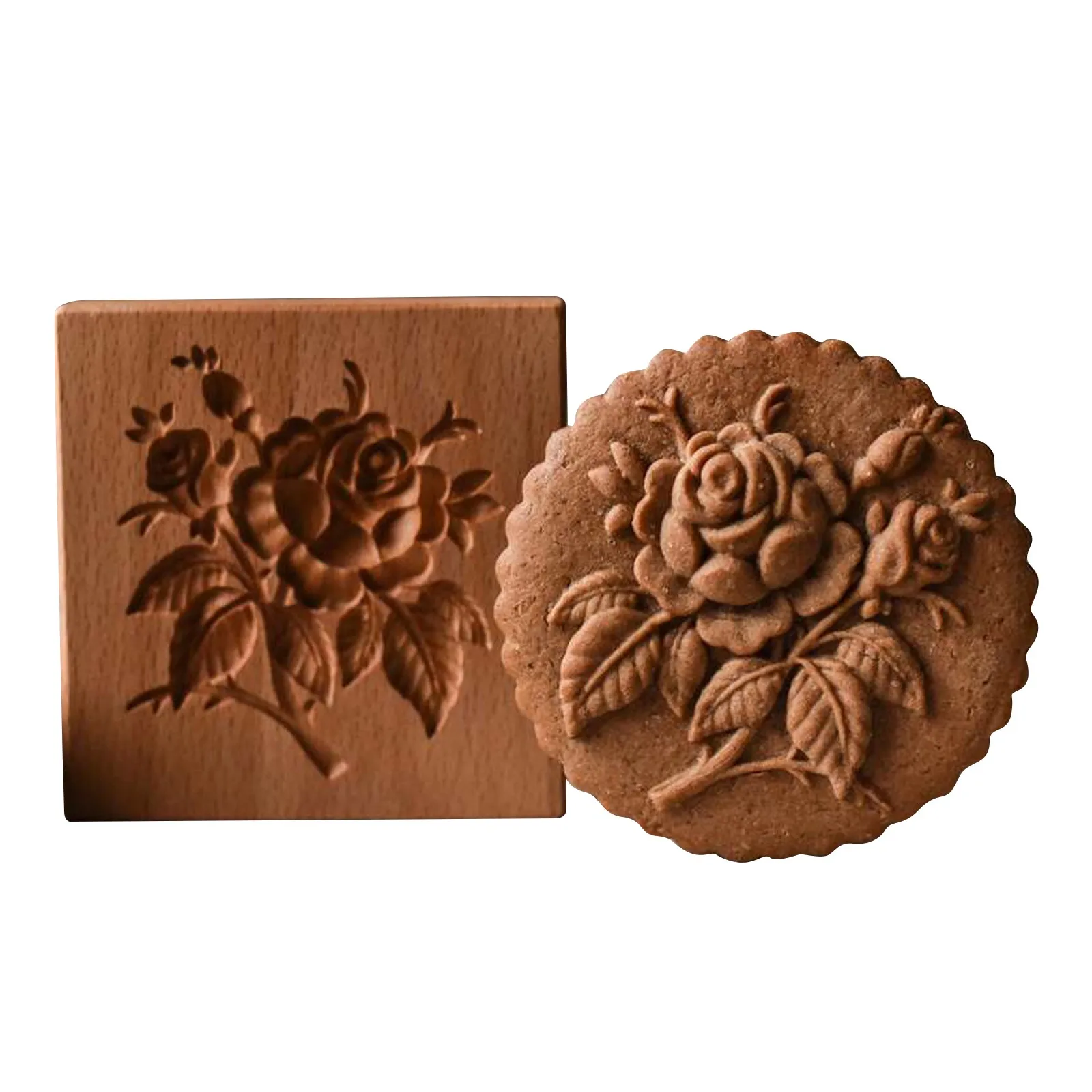 

Cookie Mold Cutter, Funny Wooden Cookie Molds For Baking,rose Cookie Cutter Diy Baking Kitchen Baking Cake Tool Decoration