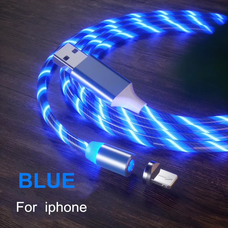 Blue for iphone Vanniso 2 м магнит микро Usb кабель зарядный провод для iphone X 11 Xiaomi mi8 9t redmi note 7 samsung type C зарядное устройство светящийся шнур - Цвет: Blue for iphone