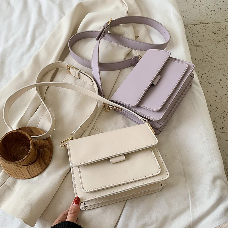 

Solid Color PU Leather Crossbody Bags For Women 2020 Summer Simple Beautiful Fashion Handbags And Purses Female Shoulder Bags