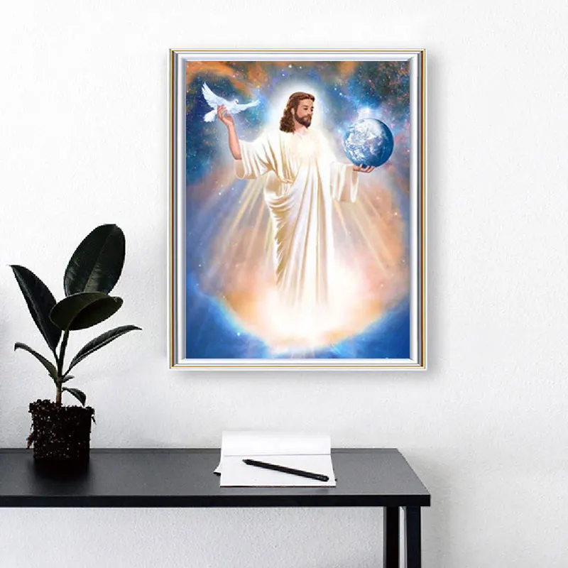 FIYO алмазная живопись Иисус камни в форме ромба круглый Бриллиантовая вышивка