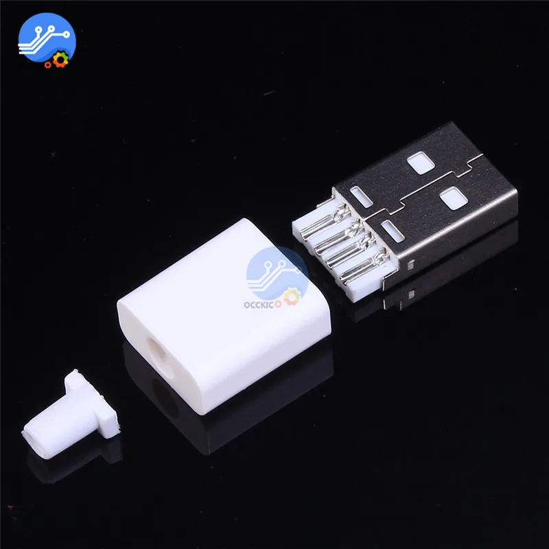10 шт. комплект штекерных USB разъемов 5P 5pin 2 0 тип A DIY компоненты белый с пластиковой
