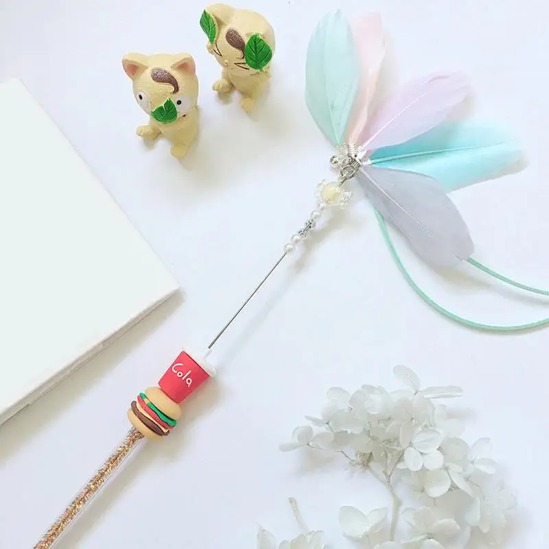 

Cat Teaser Toy Interactive Funny Cat Wand Stick Fake Feather Cat Catcher Wand Kitten Toy With Bell For Indoor Cats Pet Supplies