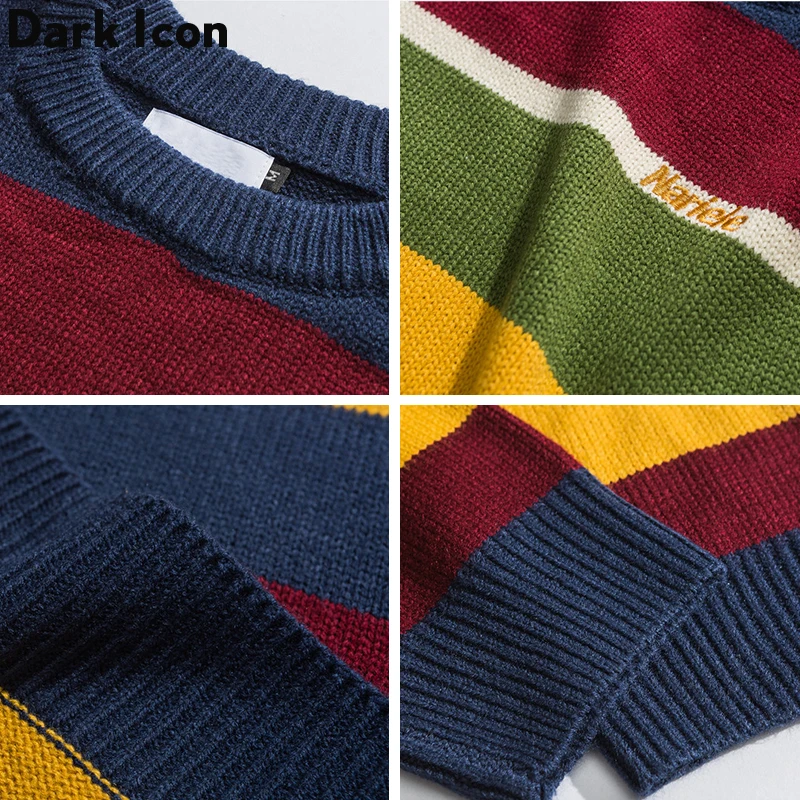 Темный значок Радужный полосатый свитер для мужчин 2019 осень зима Джемперы