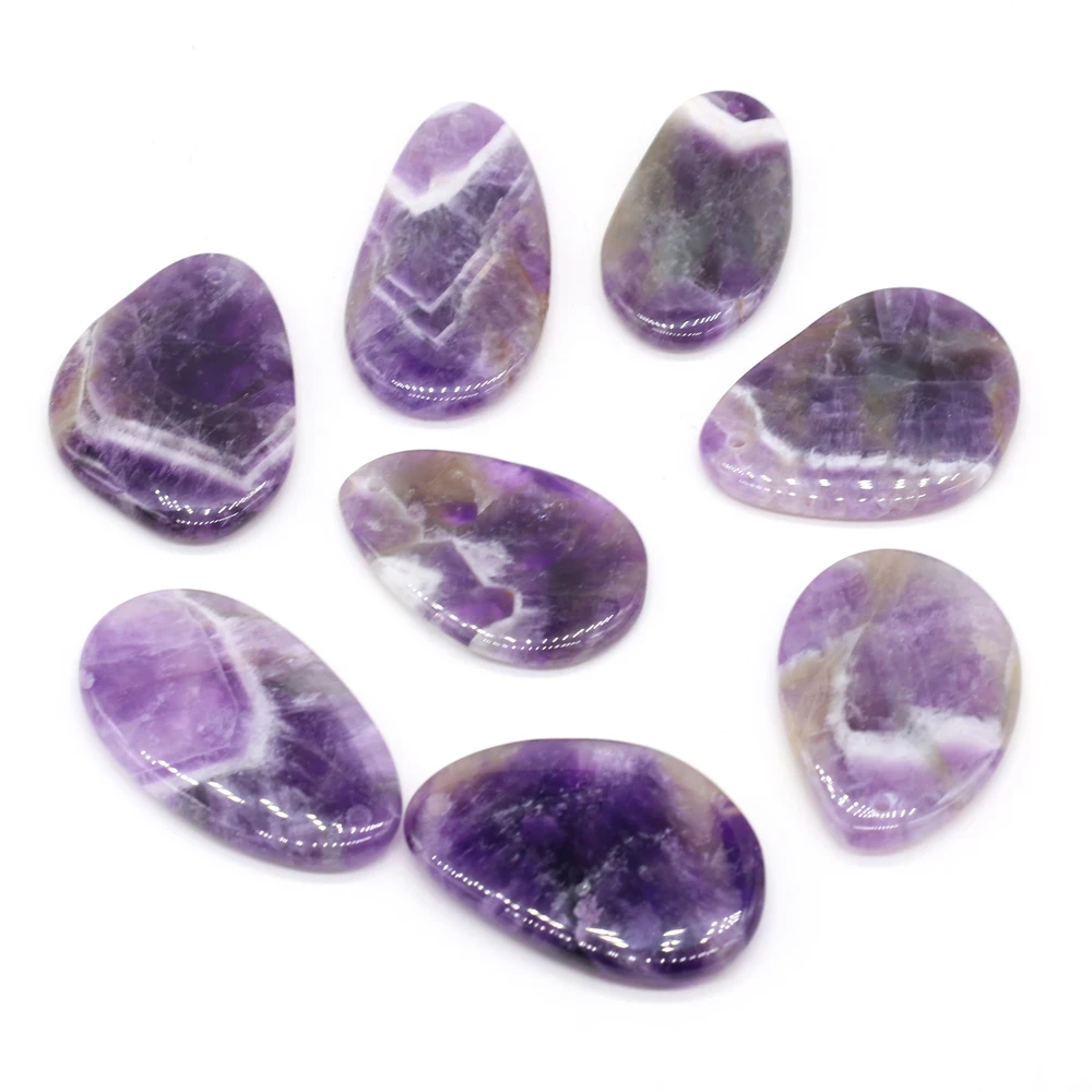 

Hot Selling Natural Water Drop Shape Amethyst Semi-precious Stones Boutique Holed Beads Making DIY Fashion Charm Necklace 1pcs