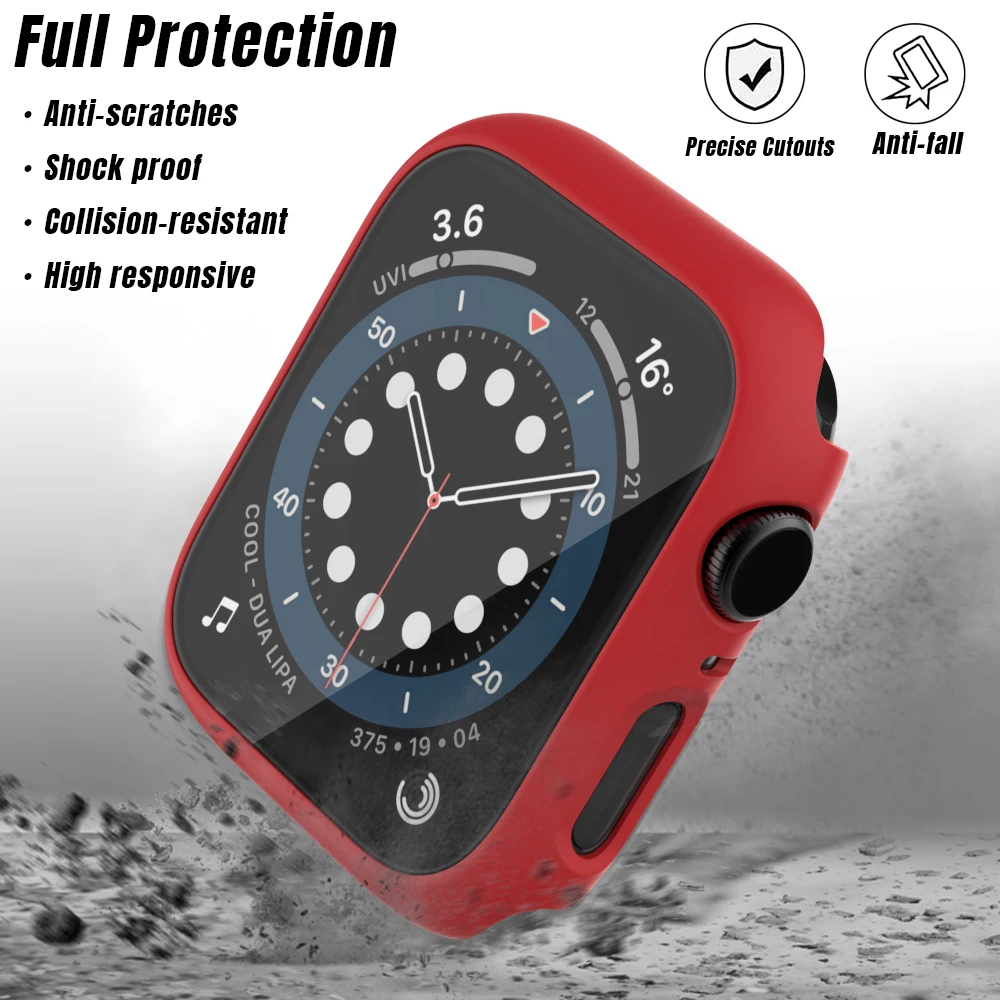 Glass+Cover for Apple Watch SE/6/5/4 44mm 40mm Case Bumper Frame 321 42/38mm Screen Protector for iWatch 8/7 49mm 45mm 41mm Case