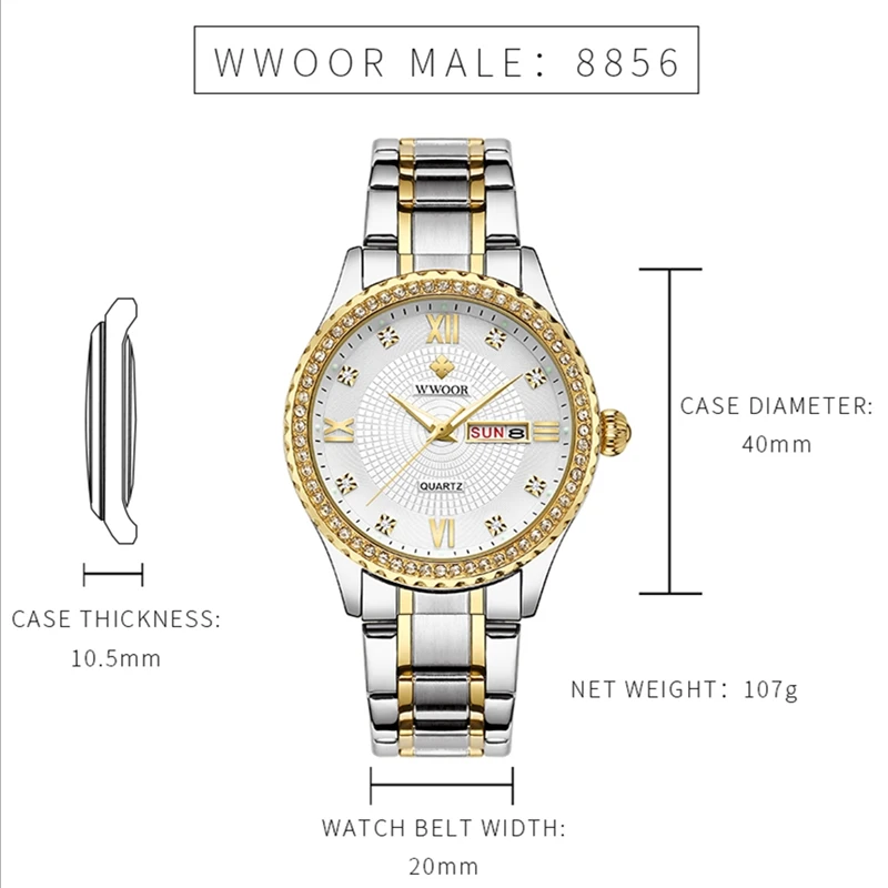 

Lovers Watches Waterproof Luminous Gold Steel Watch For Man Top Luxury Band Diamond MenS Watches Iced Out Clock Chronograph