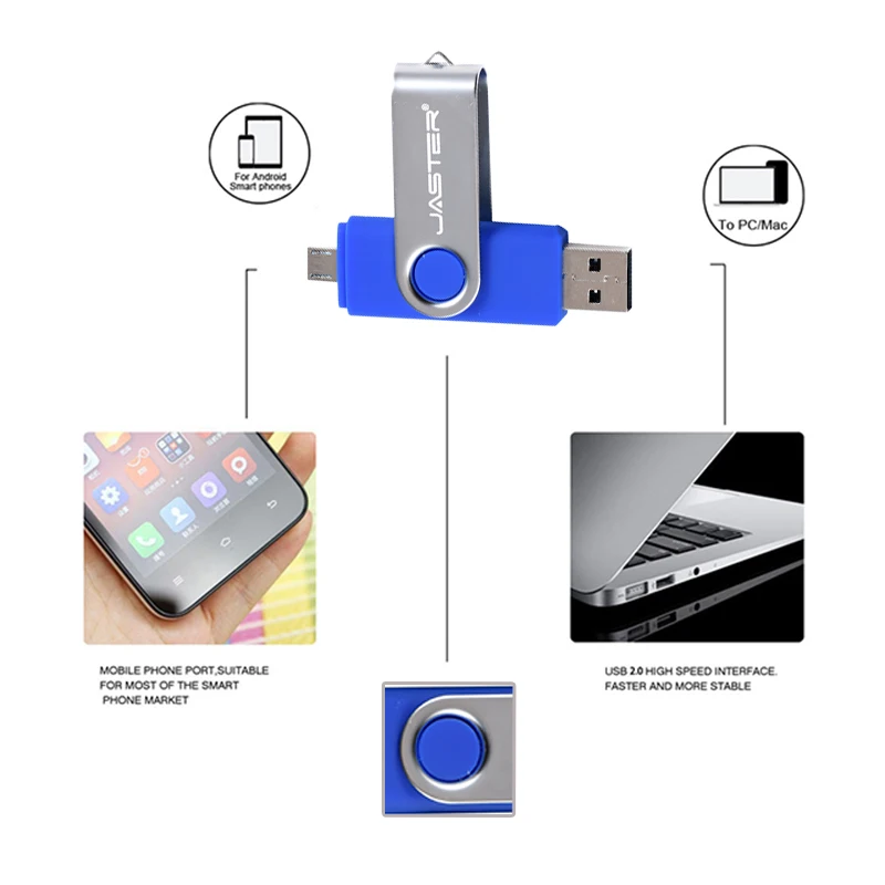JASTER USB 2 0 Смартфон Android OTG флэш-накопитель Pen Drive для Android/ПК карта памяти 4 ГБ 8 16 32 64 128