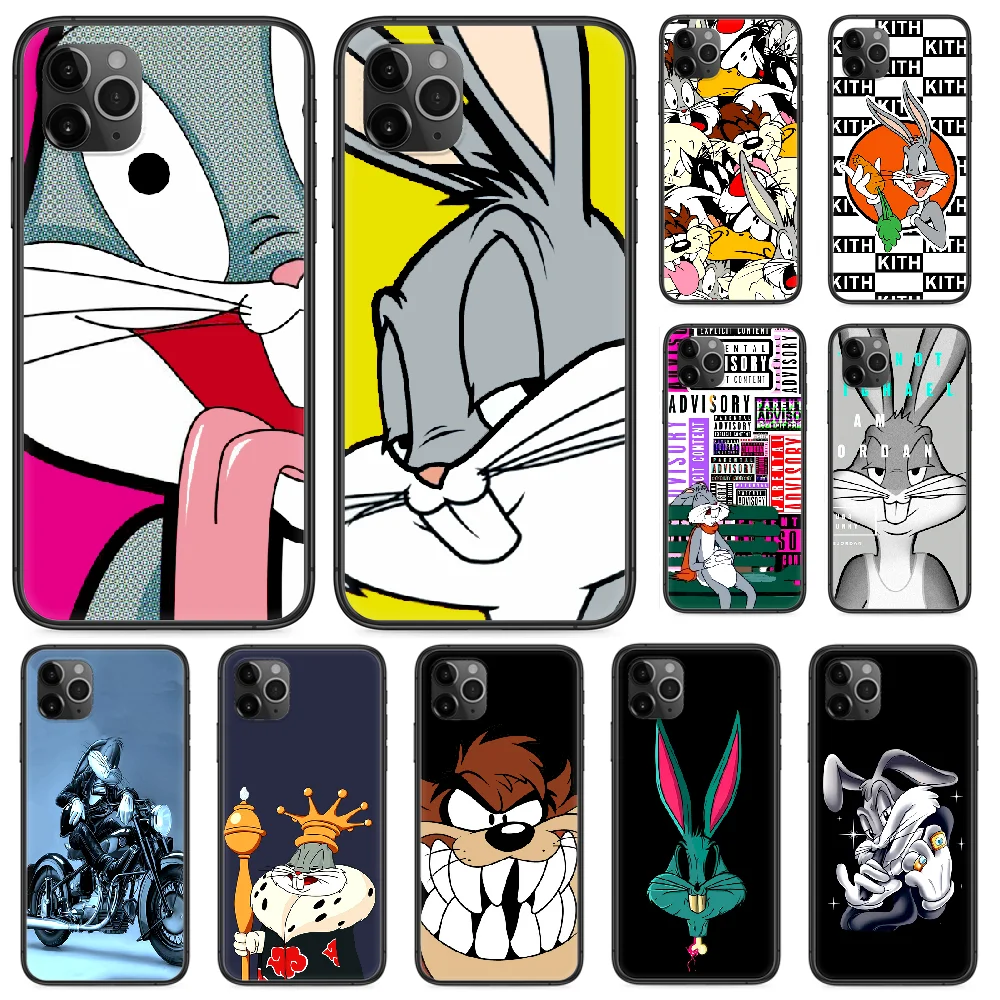 

Cute Bugs Funny Bunn Phone case For iphone 4 4s 5 5S SE 5C 6 6S 7 8 plus X XS XR 11 12 mini Pro Max 2020 black coque tpu prime