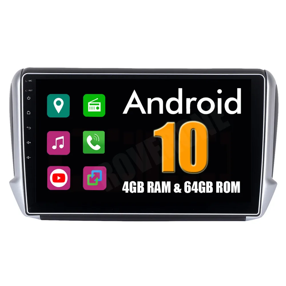 RoverOne для Peugeot 208 2008 Android 10 сенсорный экран Авторадио автомобильный GPS Радио стерео