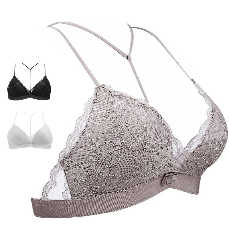 Сексуальный кружевной бюстгальтер без косточек с открытой спиной беспроводной