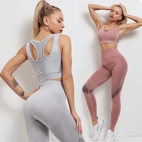 womens sportswear yoga set workout clothes athletic wear sports gym fitness suits high waist hollow leggings sport bra