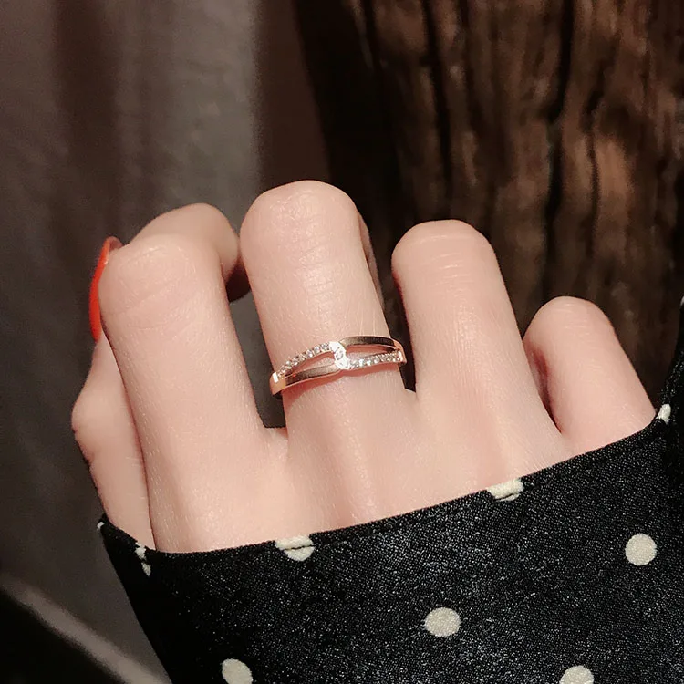 YUN RUO 316 L Titanium Steel Jewelry Pave Mosaic Zircon Cross Ring Weeding Anniversary Rose Gold Fashion Woman Never Fade | Украшения и