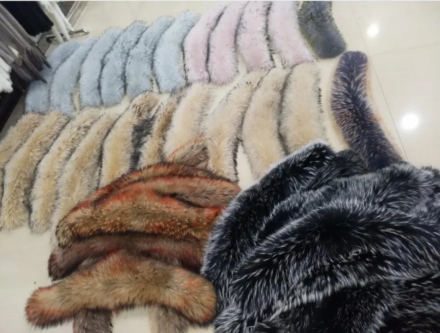 ZDFURS* натуральный меховой воротник для парки Роскошная Верхняя одежда натуральный теплый шарф женский большой мех енота Шарфы мужские куртки 75 см