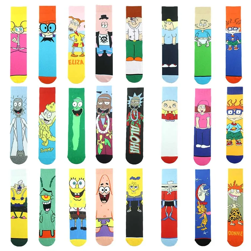 

New Personality Happy Funny Socks Men Unisex Comfortable Hip Hop High Quality Cartoon Sokken Women Divertidos Jacquard Skarpety