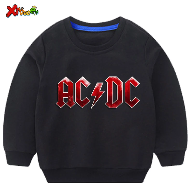 kids sweatshirts toddler boys sweatshirts autumn ACDC Kids fashion Sweatshirt white baby girl Cotton Pullover cute long sleeves - Цвет: sweatshirt black