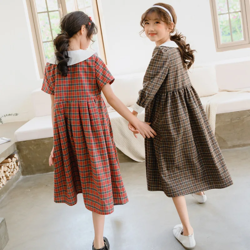 Girls Dress For girls Big Bow Casual Plaid Girl 2020 Autumn Spring Kids Dresses 4 6 8 10 12 14 16 18 | Детская одежда и обувь