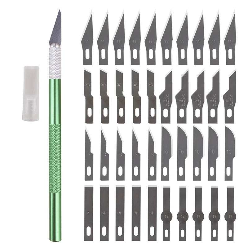 non slip metal scalpel knife tools kit cutter engraving craft knives 40pcs blades mobile phone pcb diy repair hand tools free global shipping