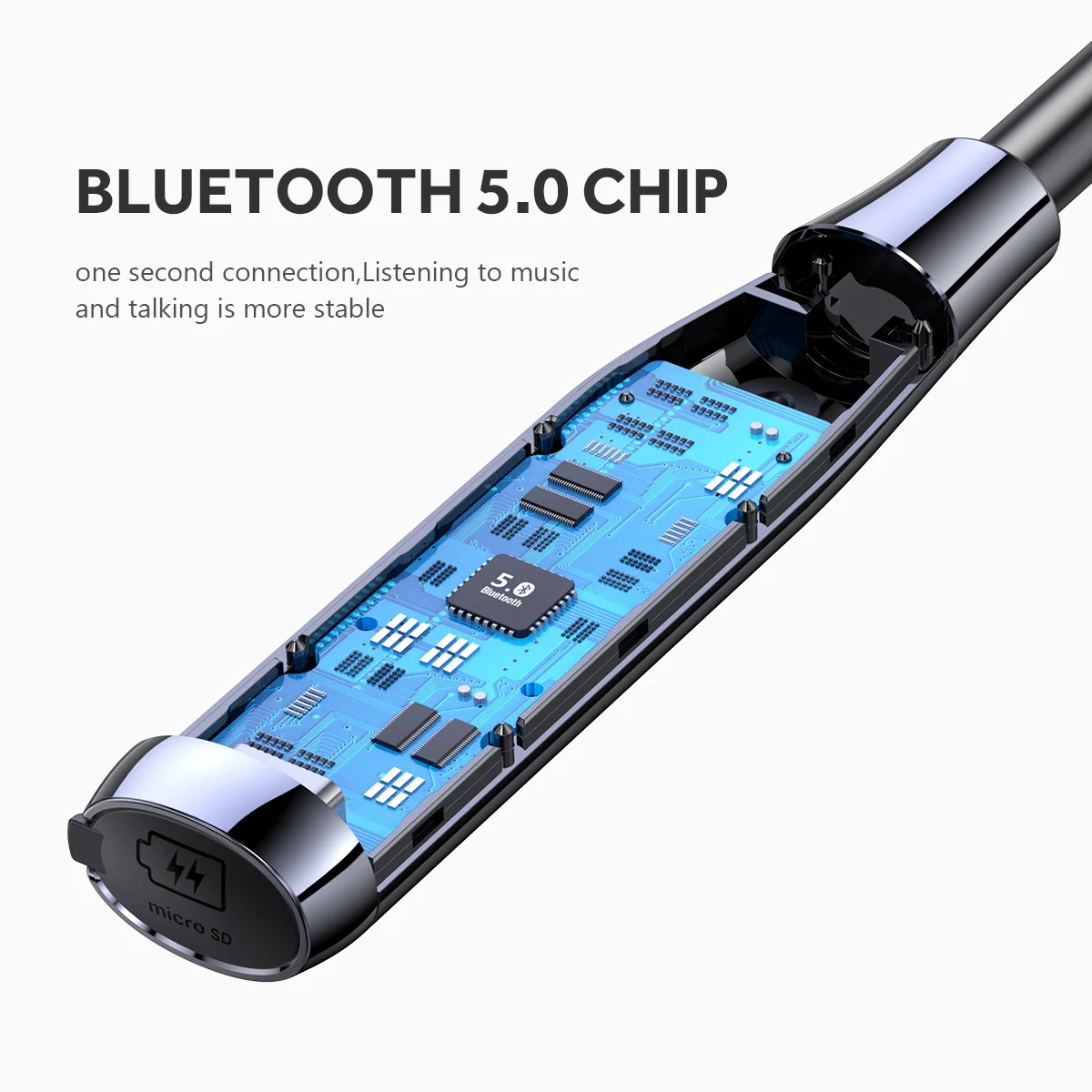 구매 TWS Bluetooth 5.0 헤드폰 (음악 용 삽입 카드 포함) 1000mAh 스포츠 헤드셋 9D 스테레오 (마이크 포함)