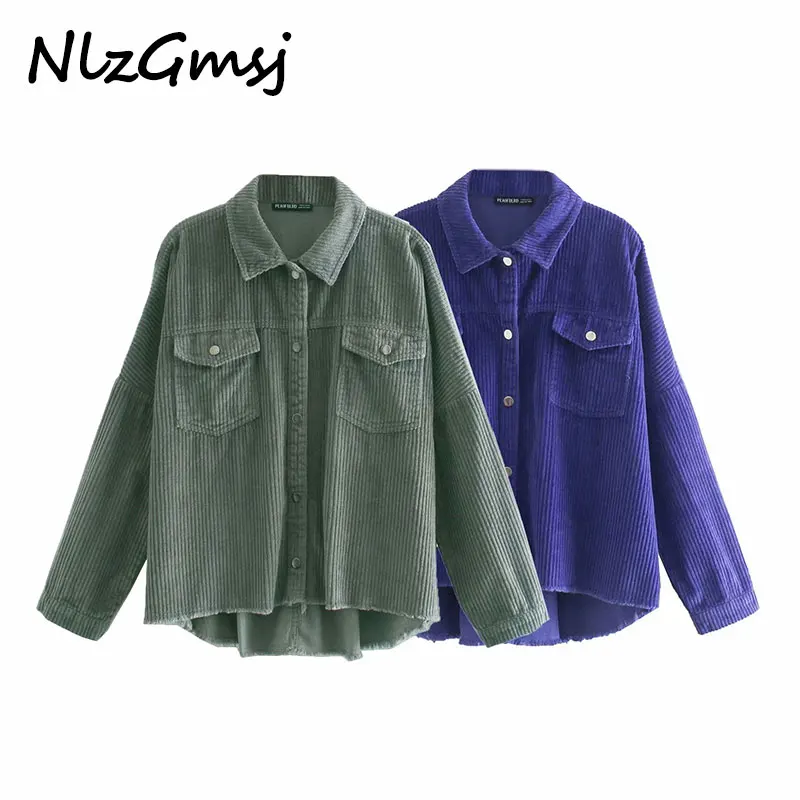 Женская Вельветовая куртка с отложным воротником длинным рукавом|Женские