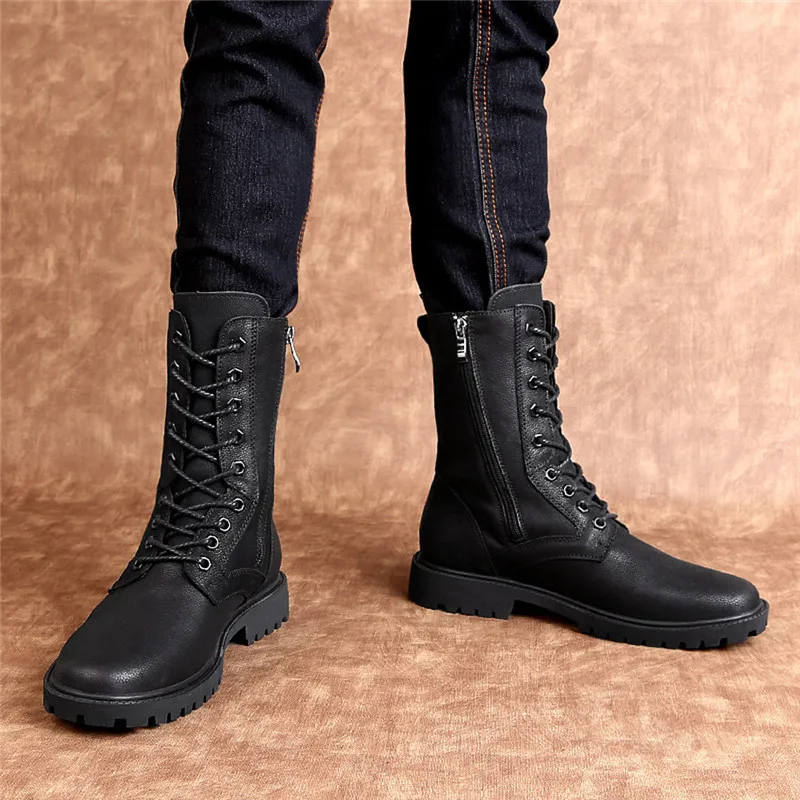 Мужские зимние водонепроницаемые ботинки chaussure homme Cuir большие размеры уличная