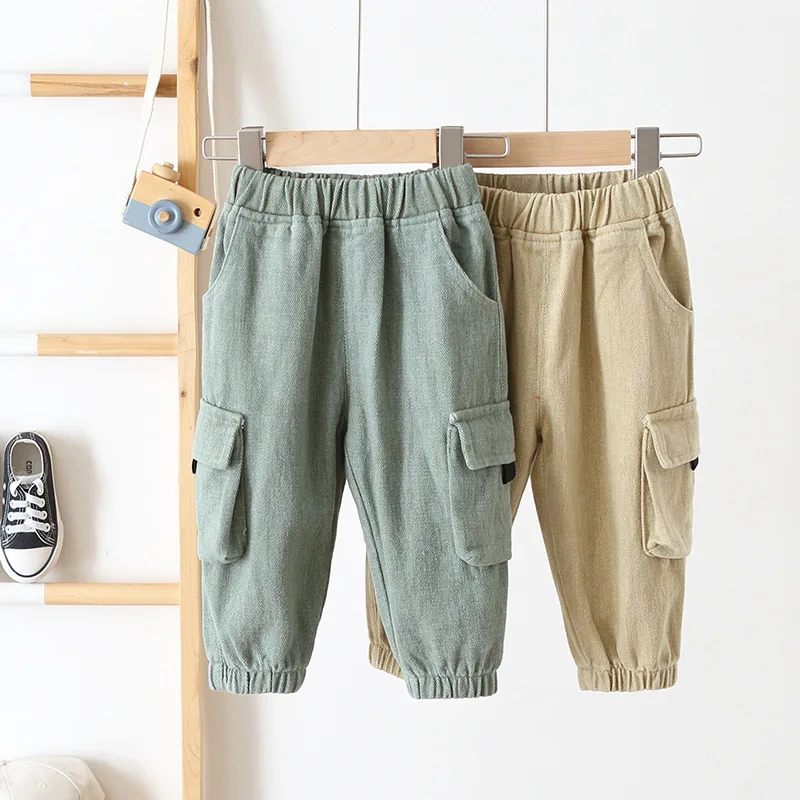 

Toddler Boys Pants 2020 Autumn New Casual Loose Baby Trousers Fashion Korean Pocket Cargo Pants for Boy 2 3 4 5 Years Wholesale