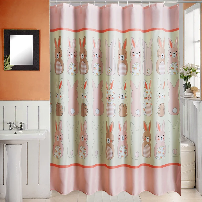 

Водонепроницаемый мультяшная душевая занавеска с милыми животными, эстетическое утепленные полиэстер душевая занавеска розовая Cortina Ducha в...