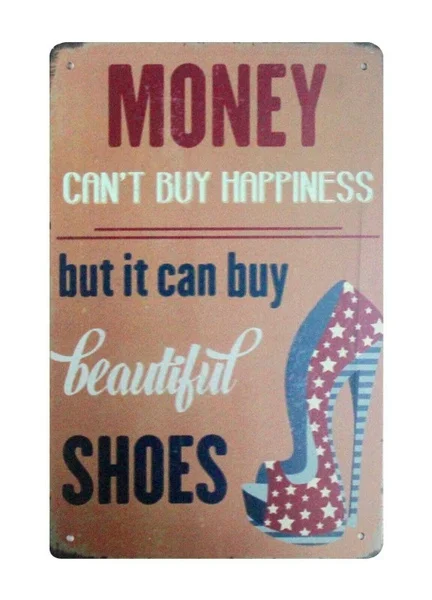 

Money Can't Buy Happiness tin metal sign metal decorative plaque metal tin sign 20x30cm 8x12inch or 30x40cm 12x16inch