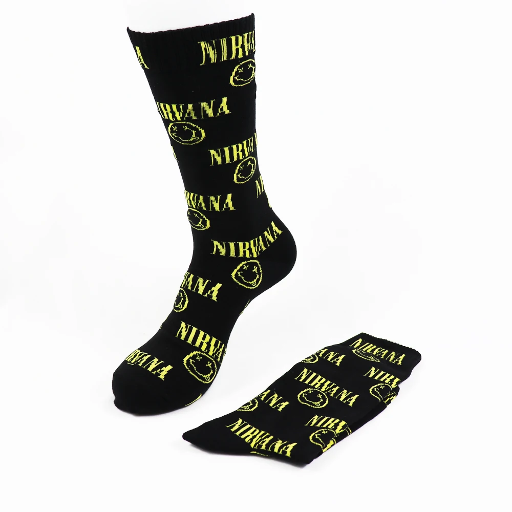 Hip Hop Rock Sign Smiley Socks Streetwear Accessories Unisex Crew Kateboard Gift Socks