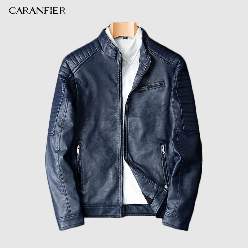 CARANFIER мужские кожаные куртки зимнее пальто для мужчин плюс бархатная верхняя
