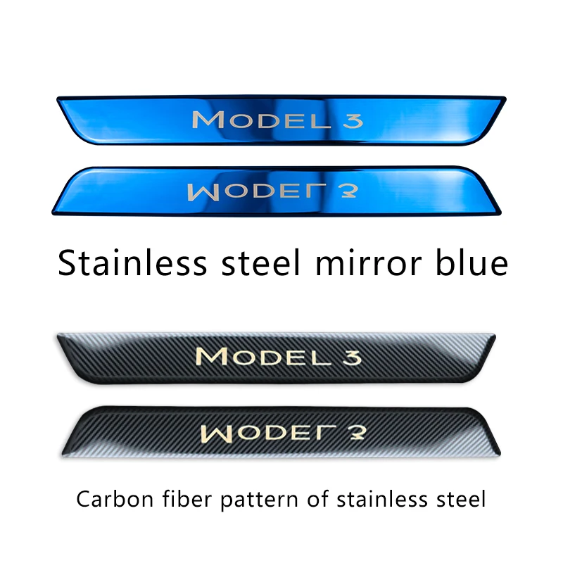 

Car Pedal Protection Strip For Tesla Model 3 CAR Accessories Front Door Sill Decoration Wrap Cover model three carbon fiber 2PCS