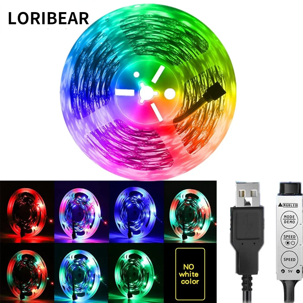 

RGB Led Strip Lights SMD2835 USB TV Backlight DC5V Flexible Ribbon Tape Holiday Decorative Luces Lamps NightWith 3key Controller