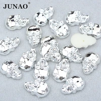 junao 1015mm 200pcs silver skull decorative rhinestone flatback bead applique glue on fancy crystal stones for needlework
