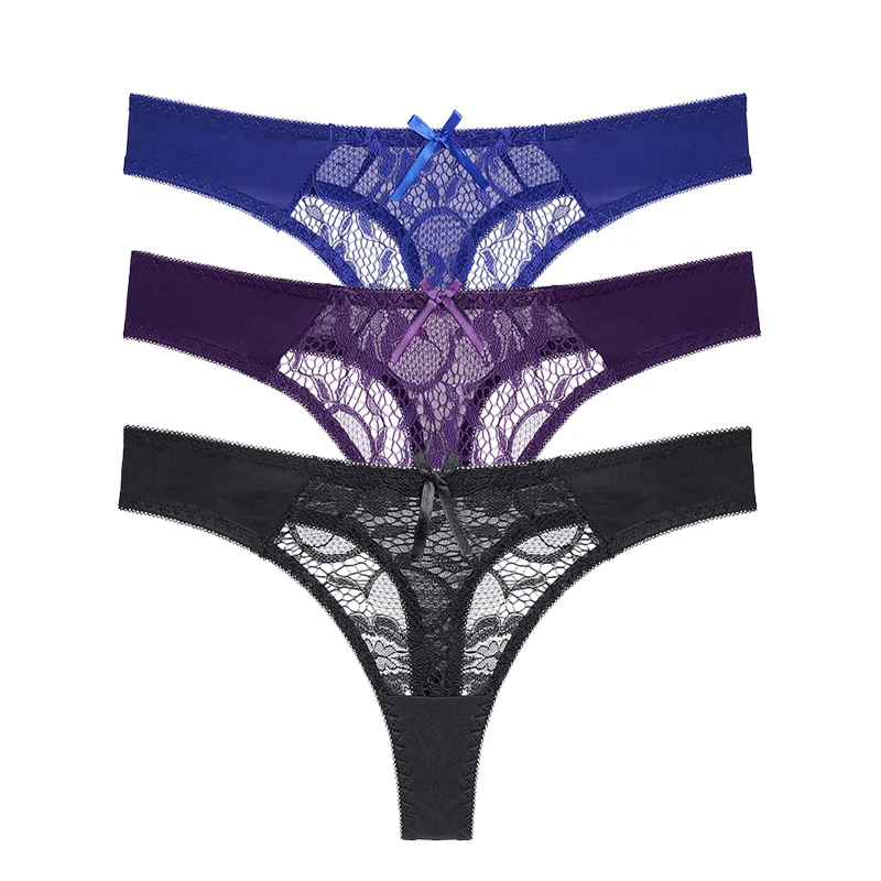 Julexy, сексуальное кружевное нижнее белье, женское белье, размеры s, m, l, xl, стринги, прозрачные трусики, открытые трусики для женщин, одноцветные - Цвет: Blue-purple-Black