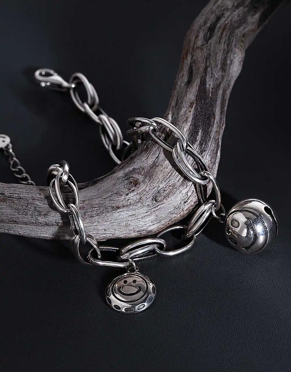 

925 Sterling Silver Bracelet Women Smiling Face Charms Bracelet for Women Hot Fashion Vintage Handmade Thai Silver Bracelet