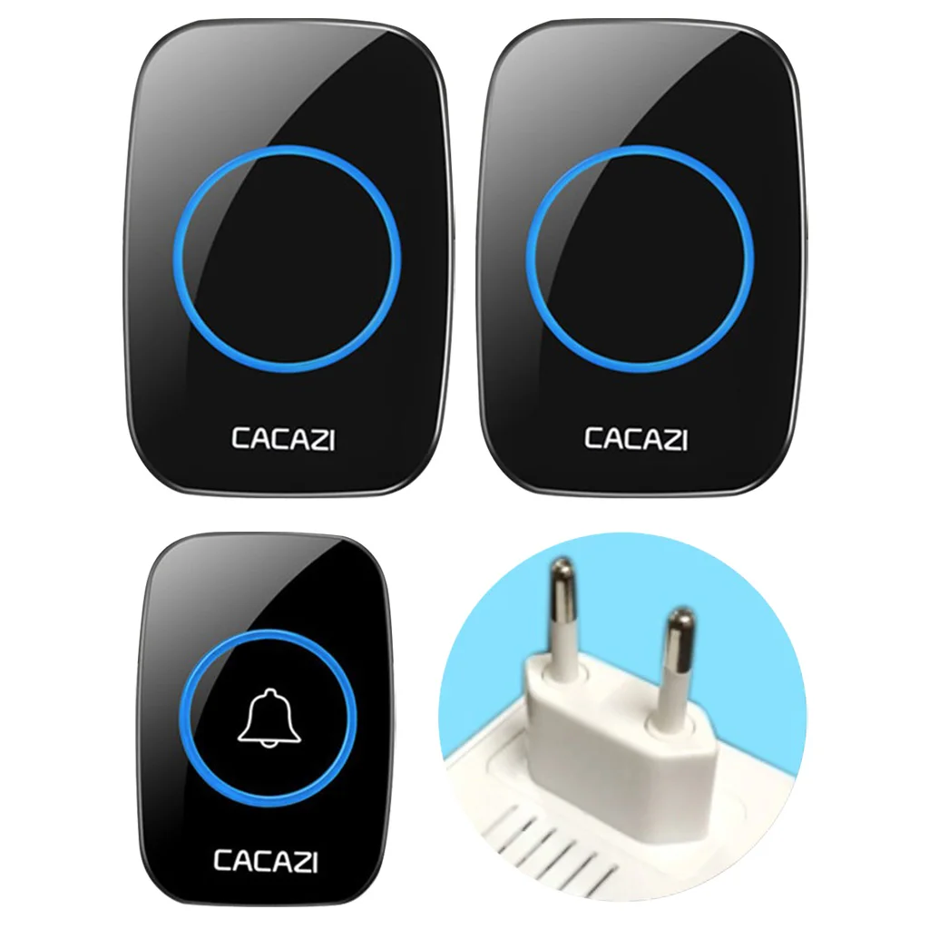 

Беспроводной светодиодный дверной звонок A10, 1000 футов, 2 приемника + передатчик, штепсельная вилка европейского стандарта