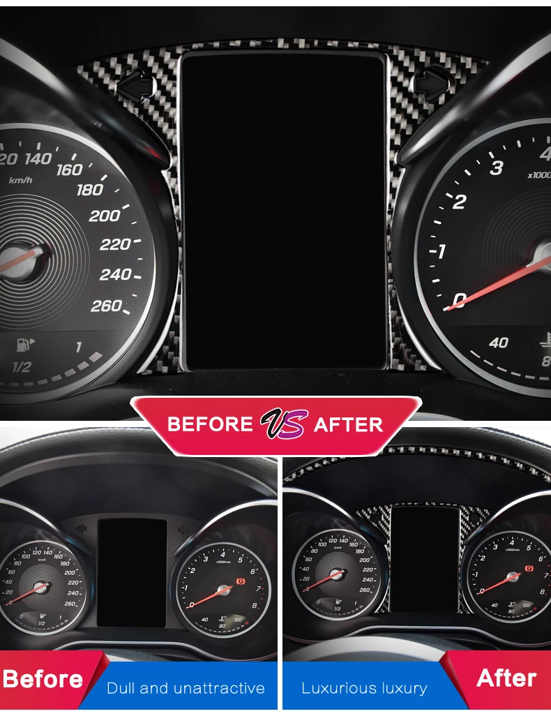 Для Mercedes C Class W205 панель приборной панели из углеродного волокна накладка наклейка C180 C200 GLC аксессуары для интерьера