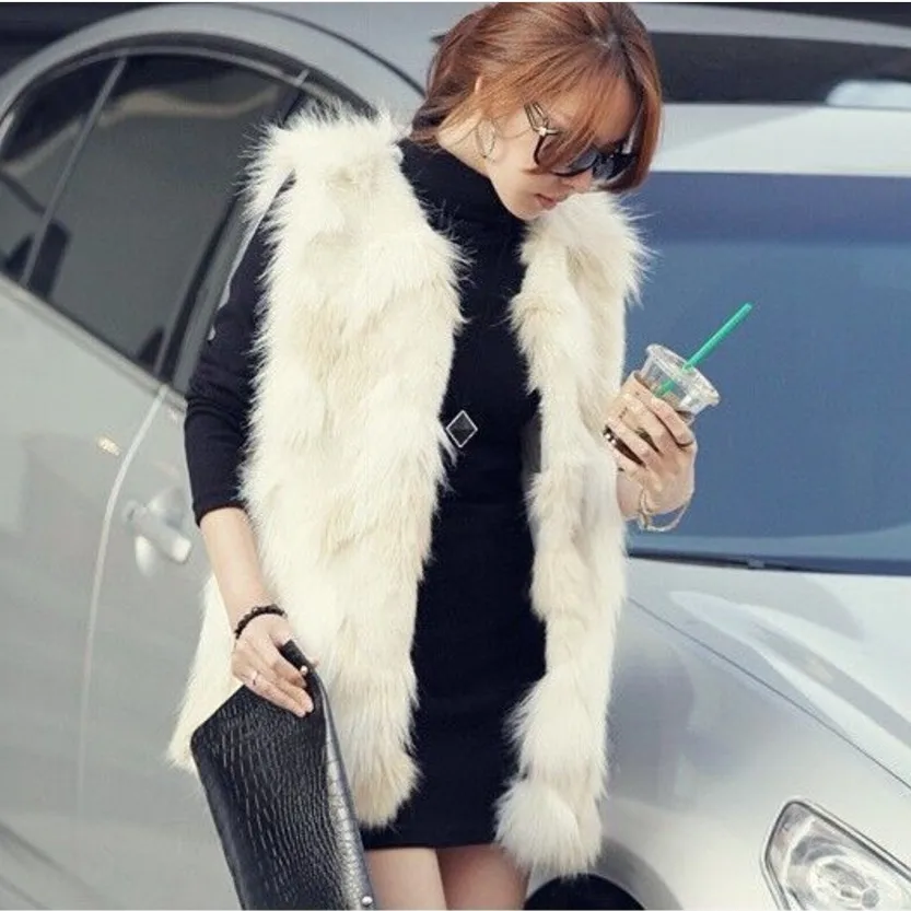 2020 винтажное зимнее пальто женские из искусственного меха жилет лисьего