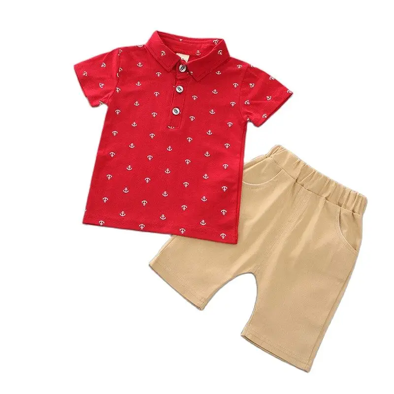 Одежда для маленьких мальчиков комплект из 2 предметов Детская футболка + шорты