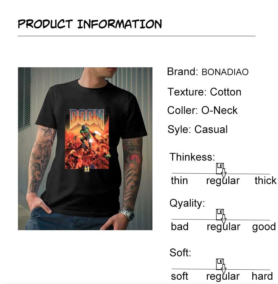 Picture Custom Doom II Hell On Earth 1994 T Shirt For Male Summer Cool Man Cotton T Shirt S-6XL